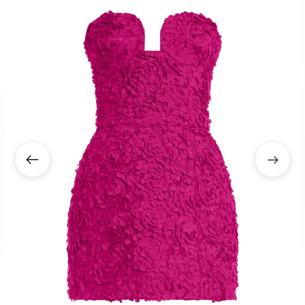 BCBG Strapless 3D Floral Dress - Hot Pink - Picture 4 of 9